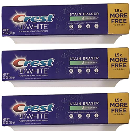 3 Pack Crest 3D White Stain Eraser Whitening Toothpaste