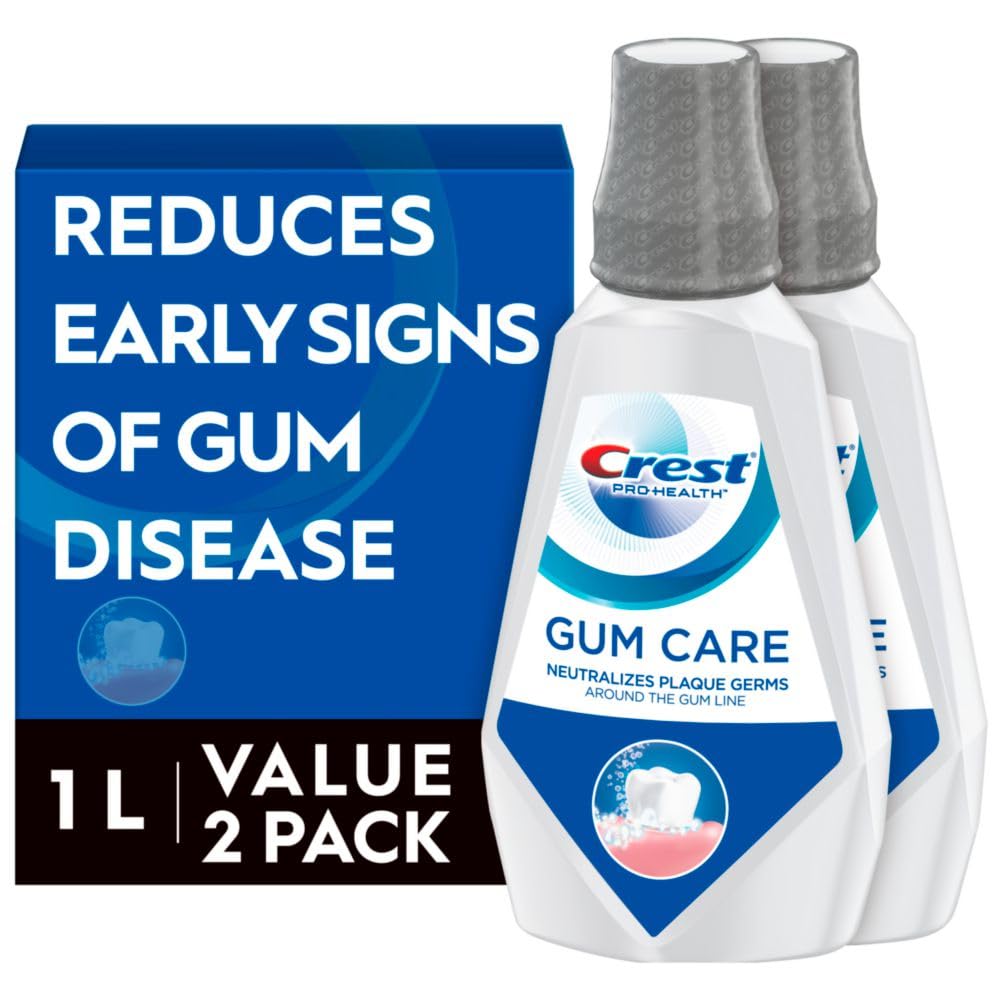 Crest Pro-Health Gum Care Mouthwash, Cool Wintergreen, Alcohol-Free, 1L (Pack of 2) for Adults