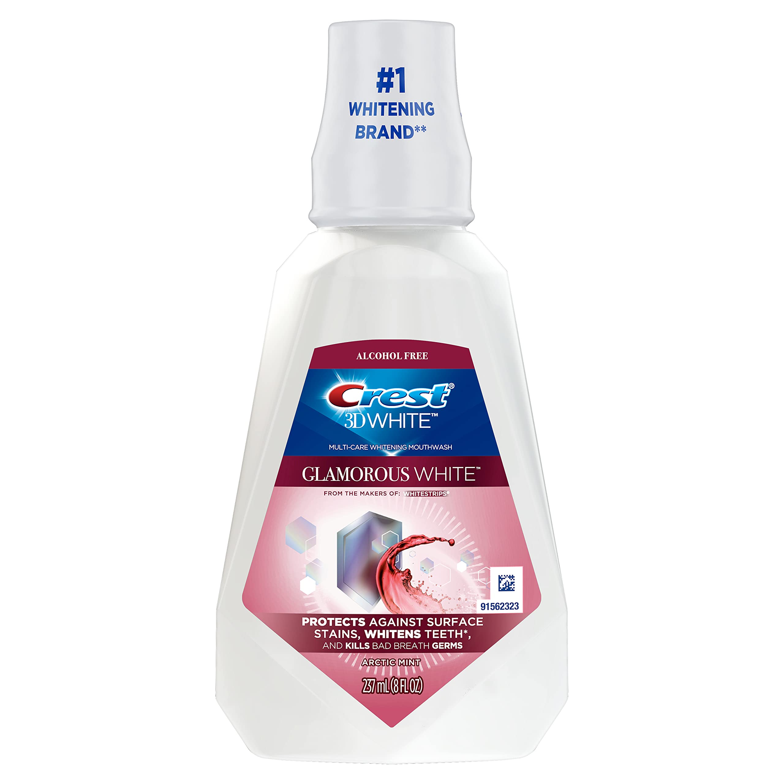 Crest 3D White Glamorous White Mouthwash, Fresh Mint/Arctic Mint, 8 Fl Oz (Pack of 6)