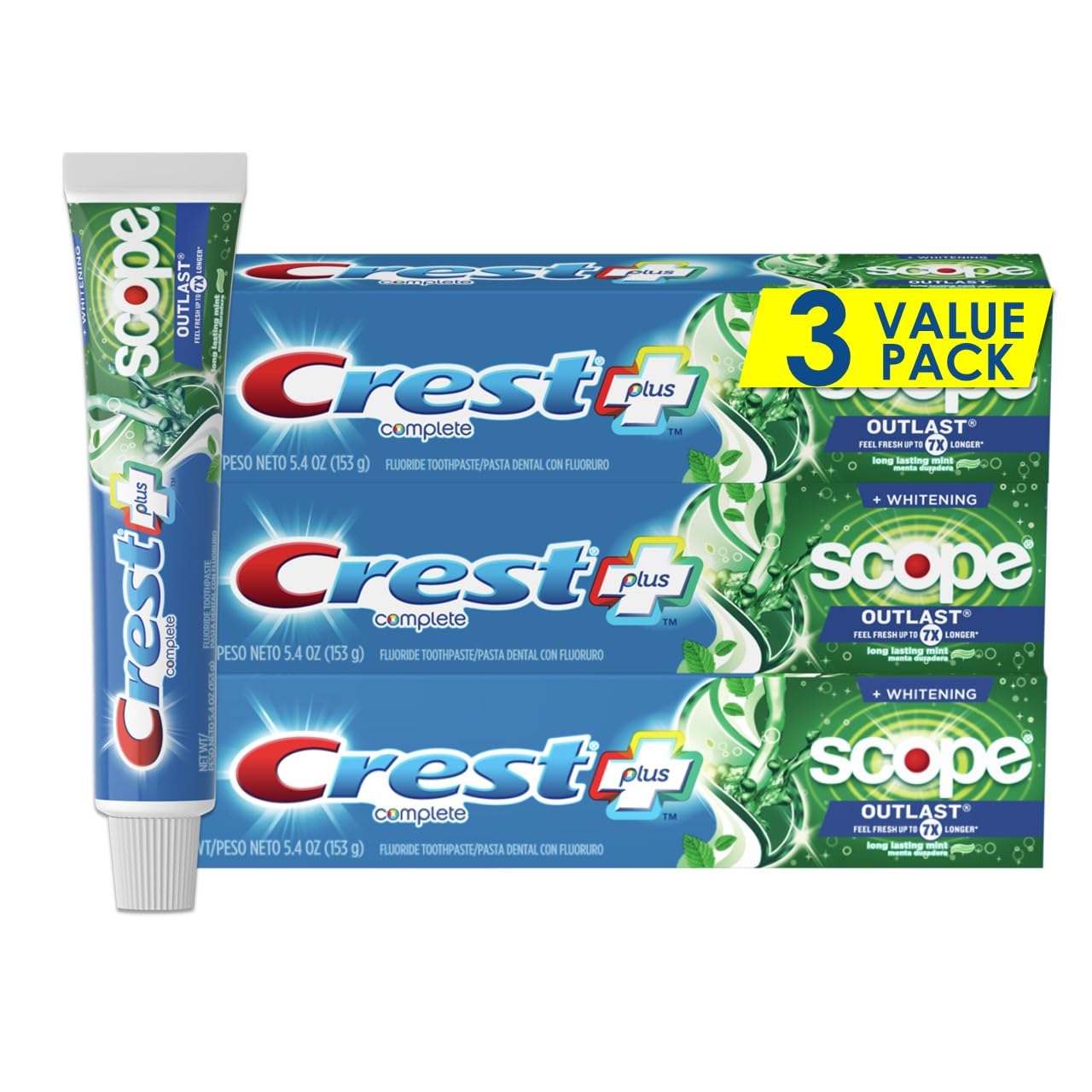 Crest Whitening Toothpaste, 3 Pack, 16.2 oz