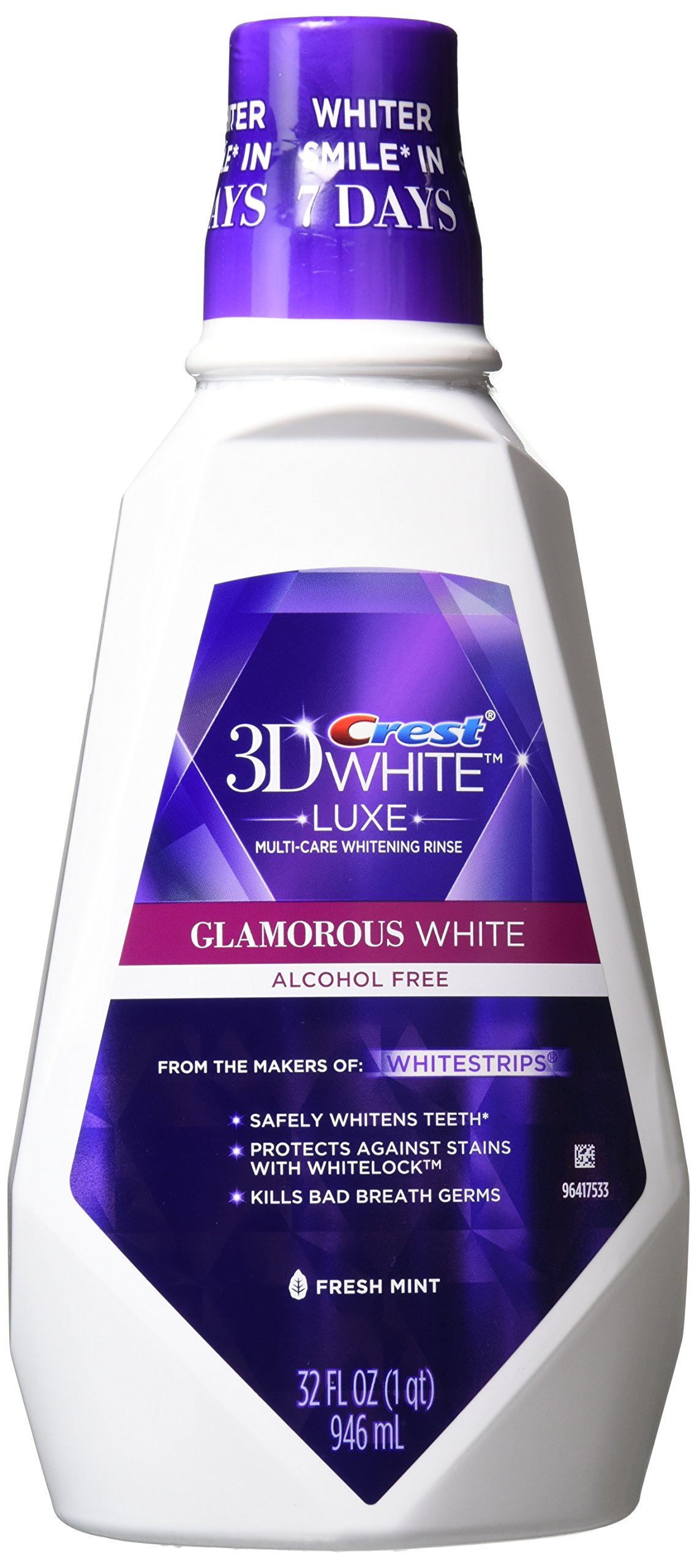 3D White Multi-Care Whitening Rinse for dazzling smiles - 32 oz bottle